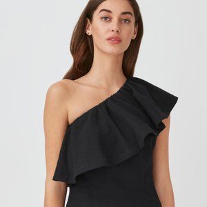Cuyana: Cropped Flounce Top Black , S